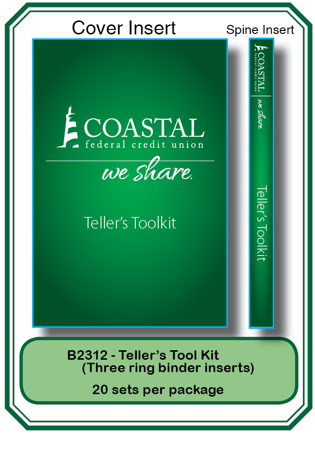 Teller's Tool Kit binder inserts-Cover + Spine ** <b>Order By: 20 sets per package</b>